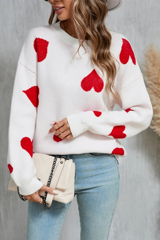 Angel Wings Heart Round Neck Sweater