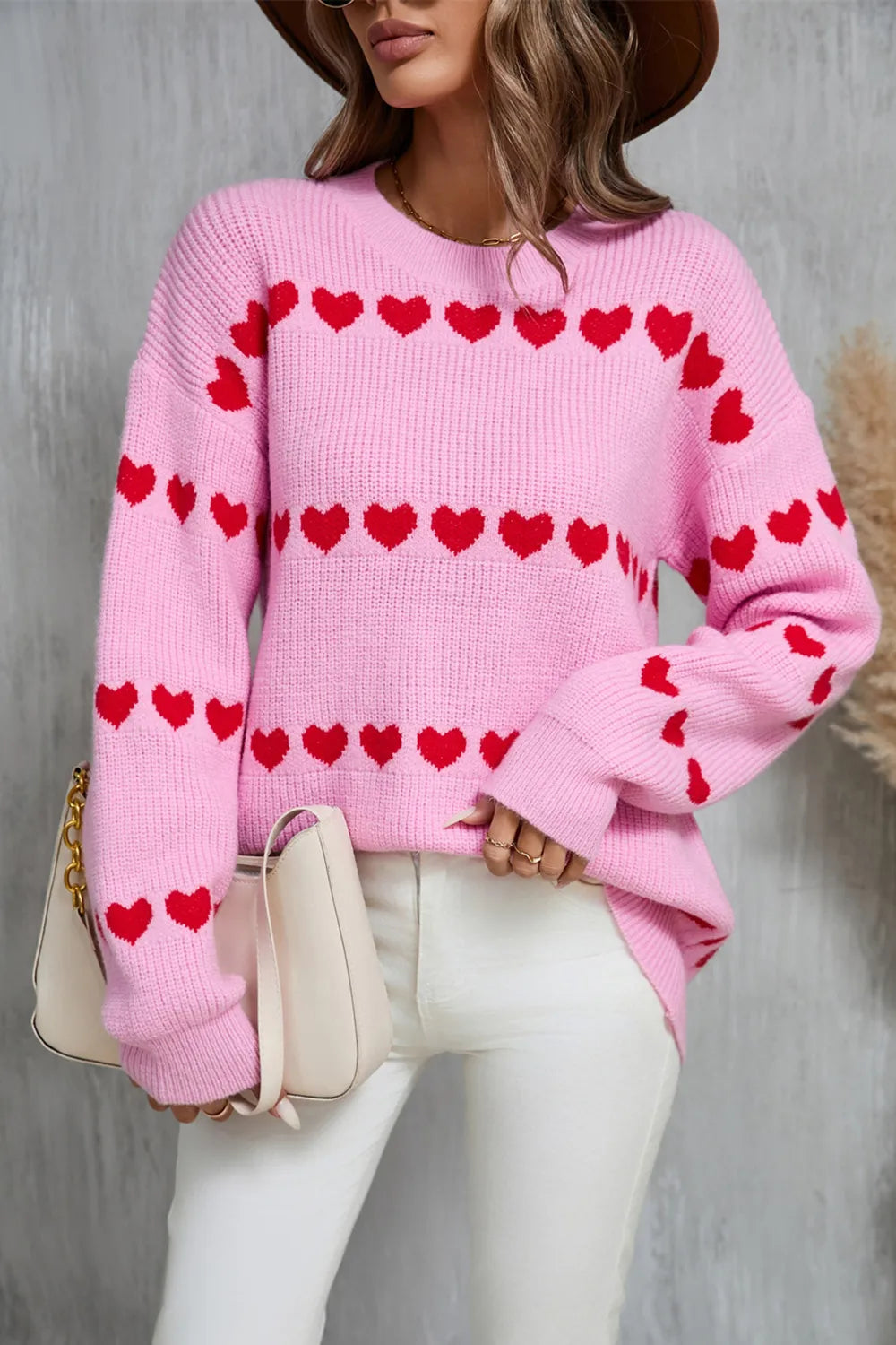 Angel Wings Heart Round Neck Sweater