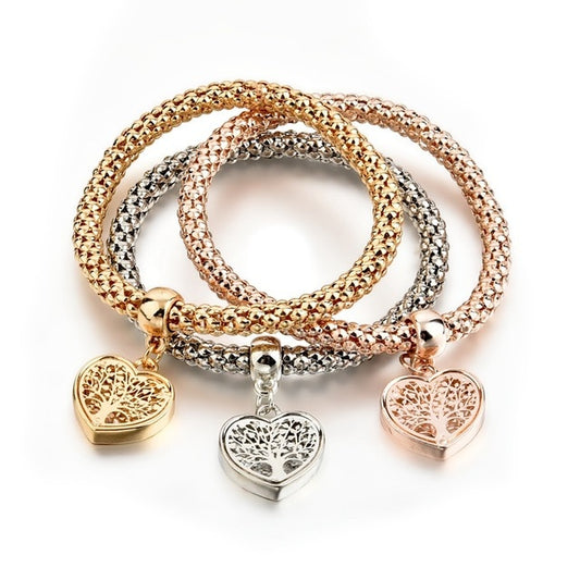 Dainty Jewelry Life Tree Heart Bracelet & Bangles Set