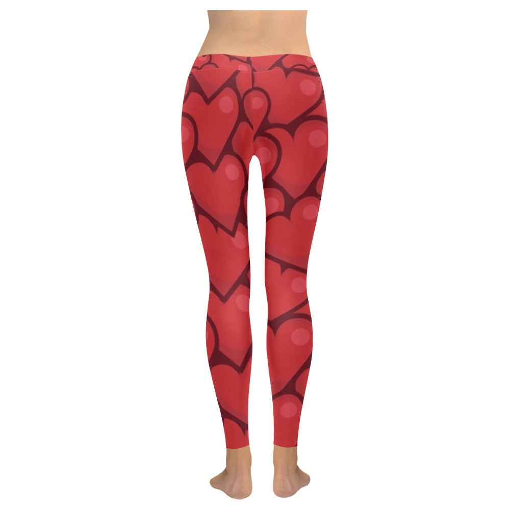Jumbled Red Hearts Valentine's Day Women's All-Over Low Rise Leggings
