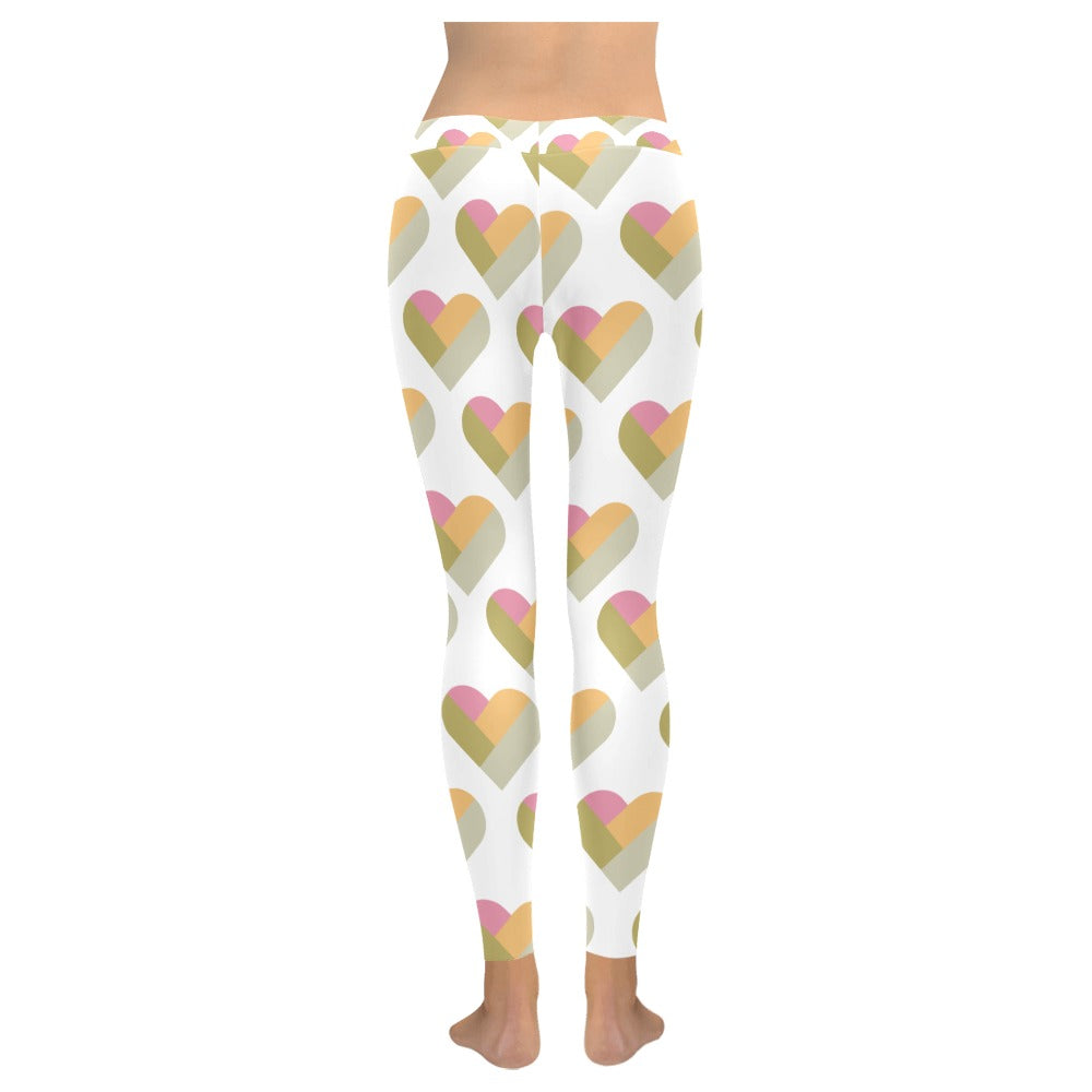 Geometric Hearts Valentine's Day Women's All-Over Low Rise Leggings