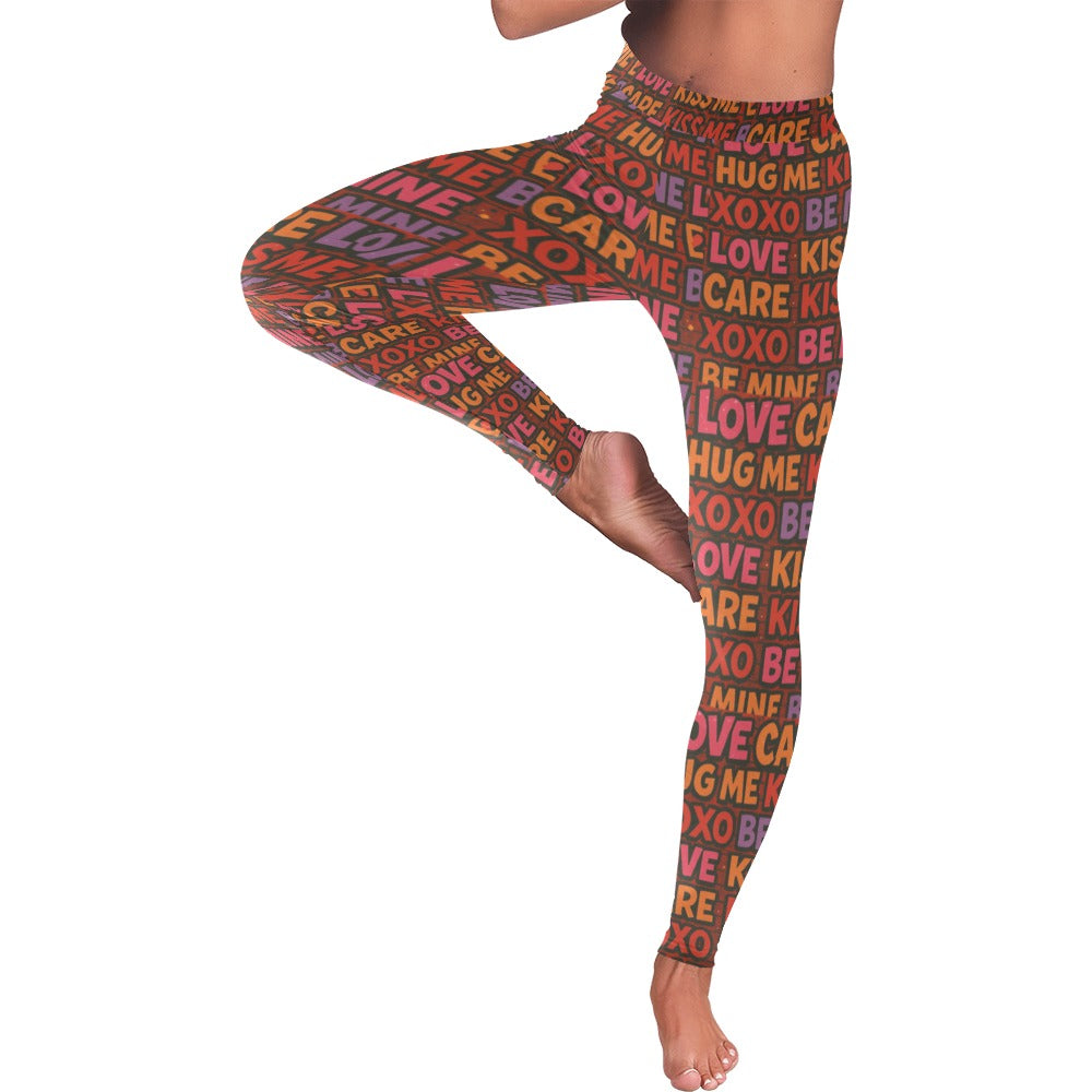 Love Sayings Valentine's Day Women's All-Over Low Rise Leggings