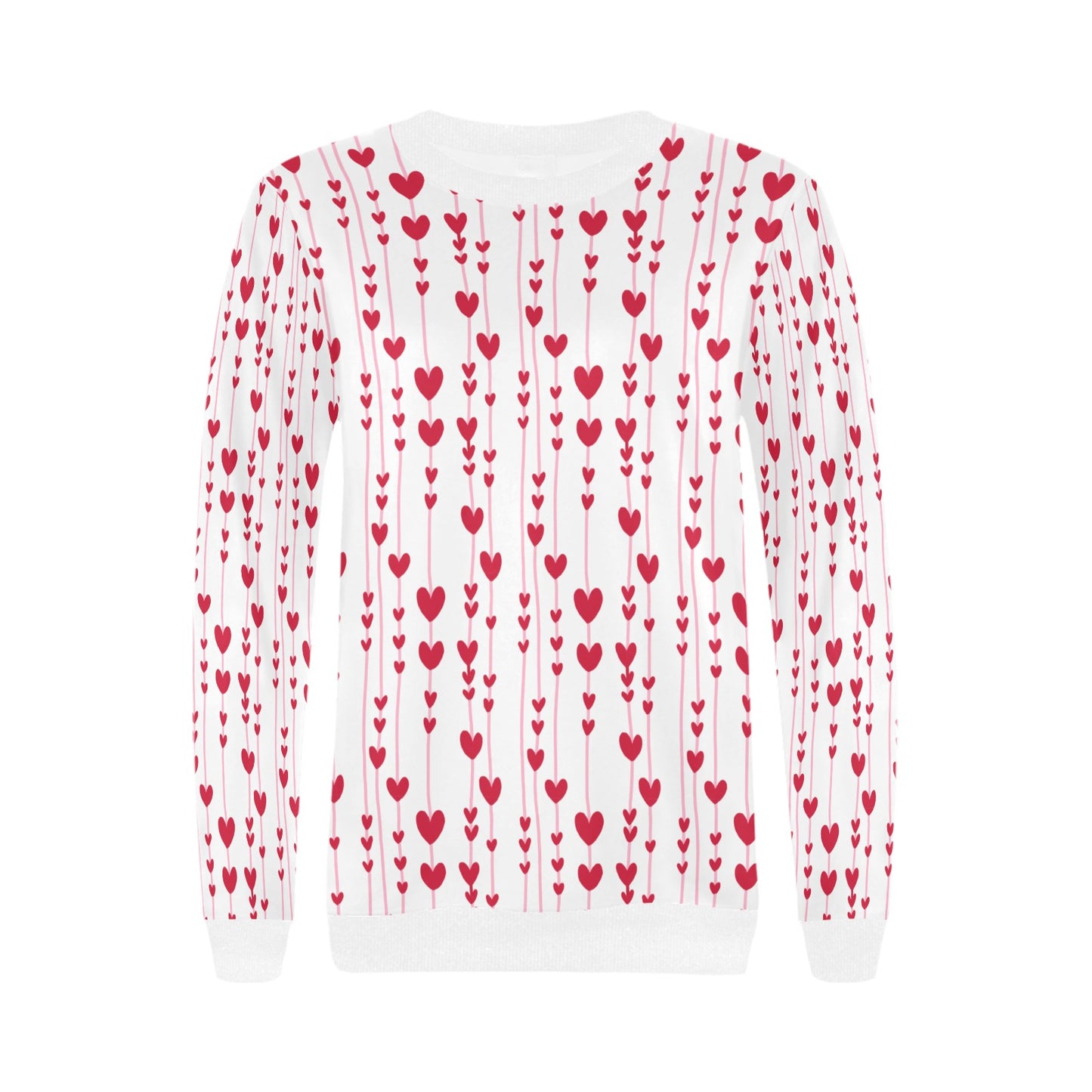 Hearts Valentine's Day Stems Women's Rib Cuff Crew Neck Sweatshirt