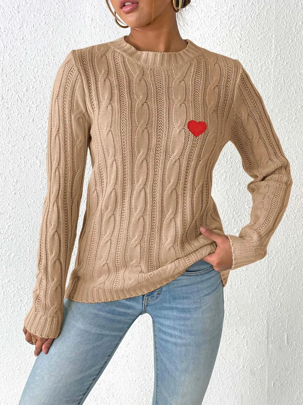 Heart Sticker Woven Sweater