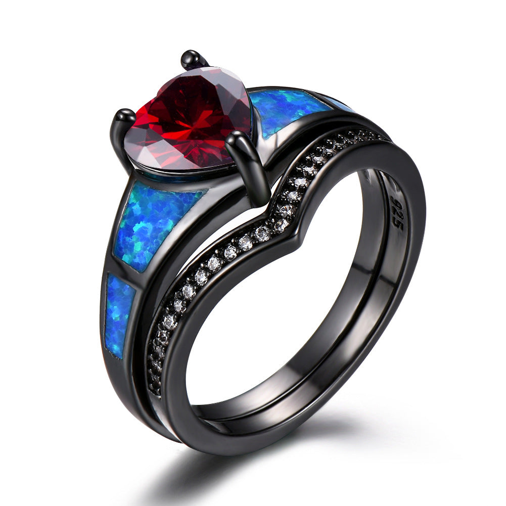Heart Fire Opal Rings for Women - Vintage Style Engagement Jewelry