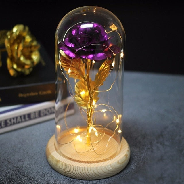 Beauty And The Beast Rose in Flask - LED Light