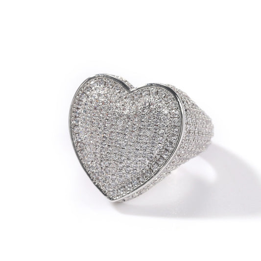 Copper Heart Ring Set with 3A Zircon