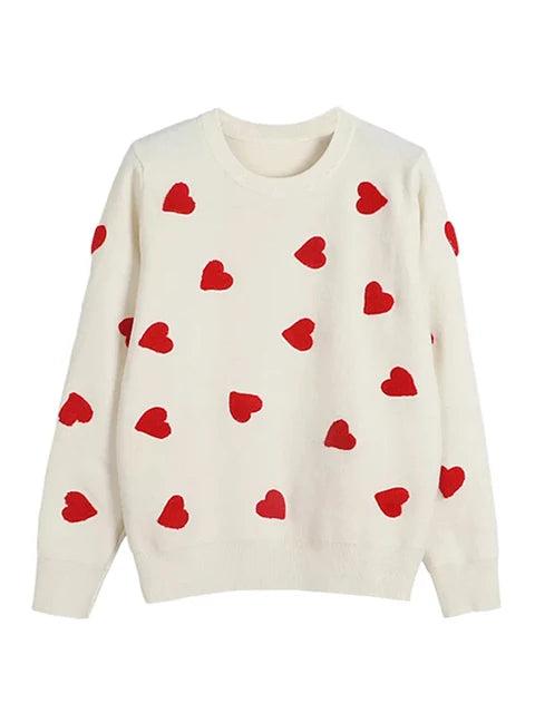 Women’s Love Heart Strawberry Embroidery Sweater
