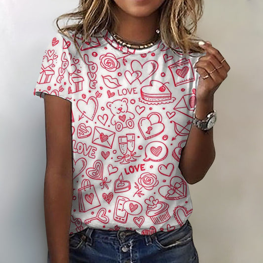 Valentine's Day Doodle Women's 100% Cotton T-Shirt