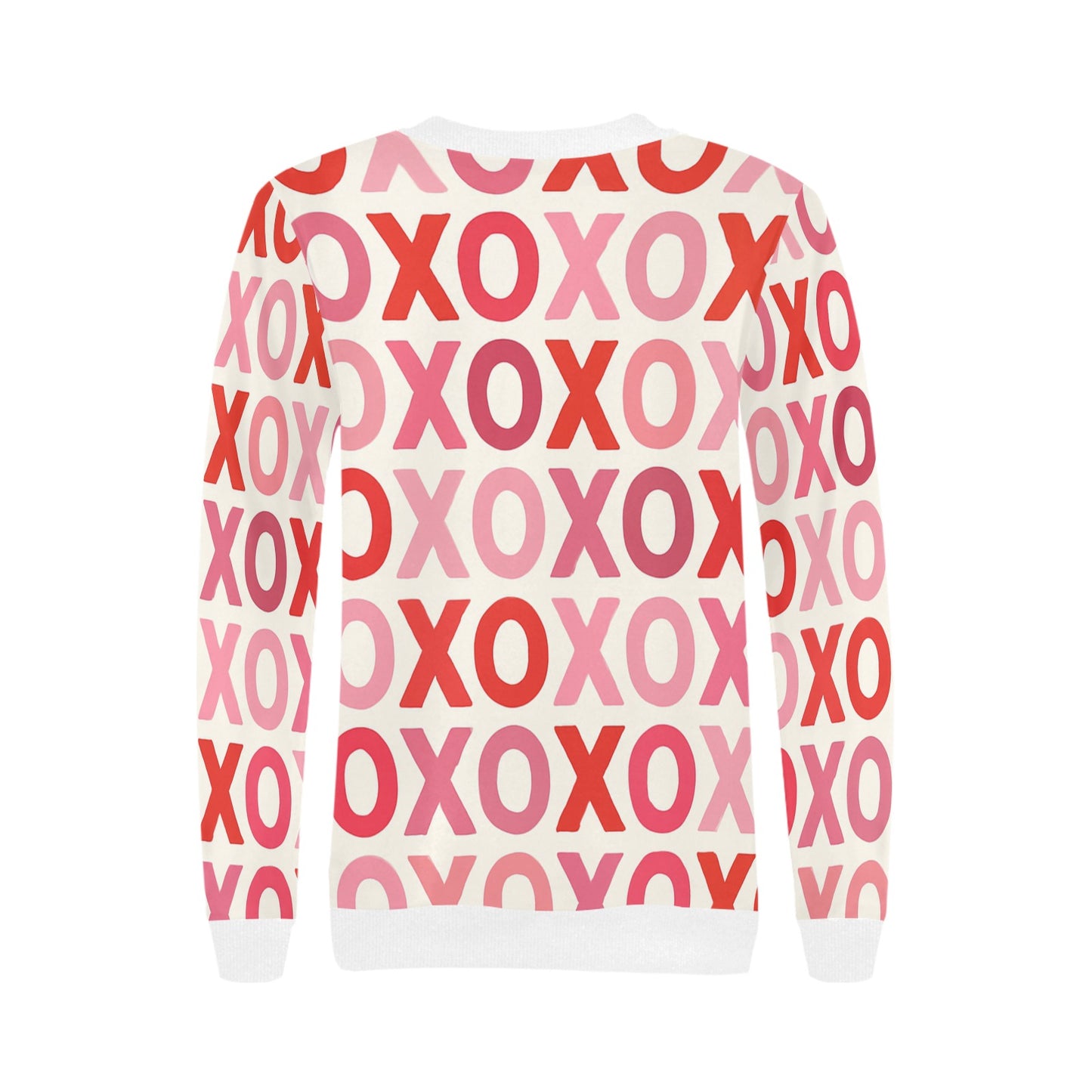 XOXO Hugs and Kisses Valentine's Day Women's Rib Cuff Crew Neck Sweatshirt