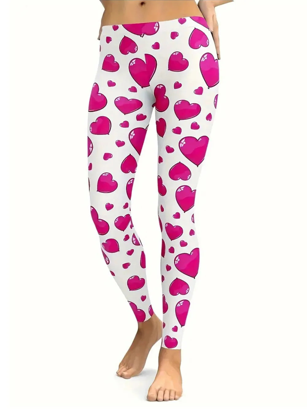 Heart Print Valentines Skinny Leggings