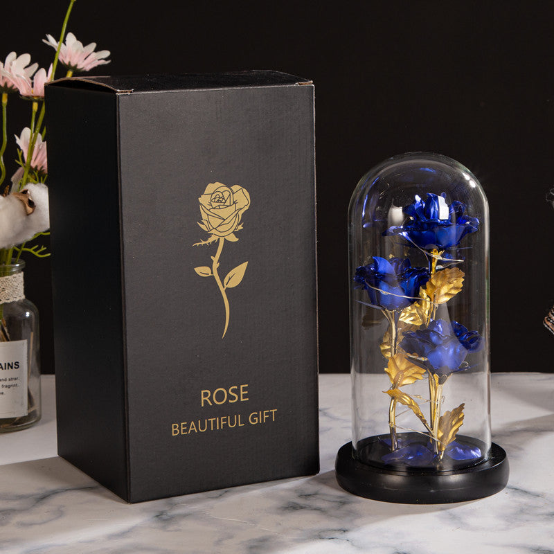 Three Glass Cover Gold Foil Roses Ornament