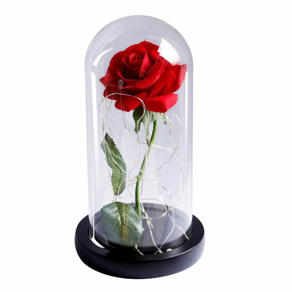 Beauty And The Beast Rose in Flask - LED Light