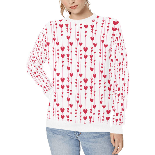 Hearts Valentine's Day Stems Women's Rib Cuff Crew Neck Sweatshirt