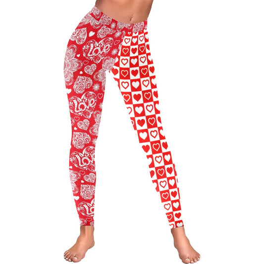 Half and Half Mandala Floral Checkerboard Leggings