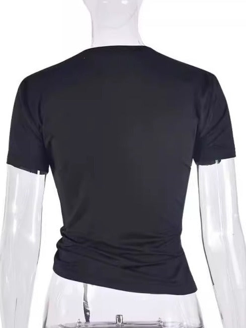 Elegant Love Heart Diamond Decoration T-Shirt
