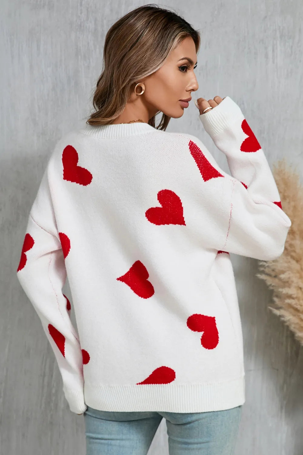 Angel Wings Heart Round Neck Sweater