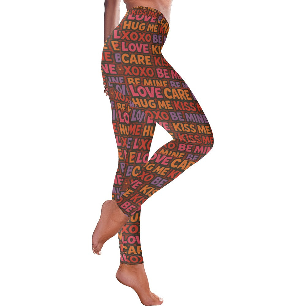 Love Sayings Valentine's Day Women's All-Over Low Rise Leggings