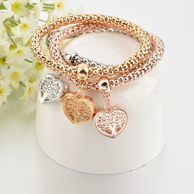 Dainty Jewelry Life Tree Heart Bracelet & Bangles Set
