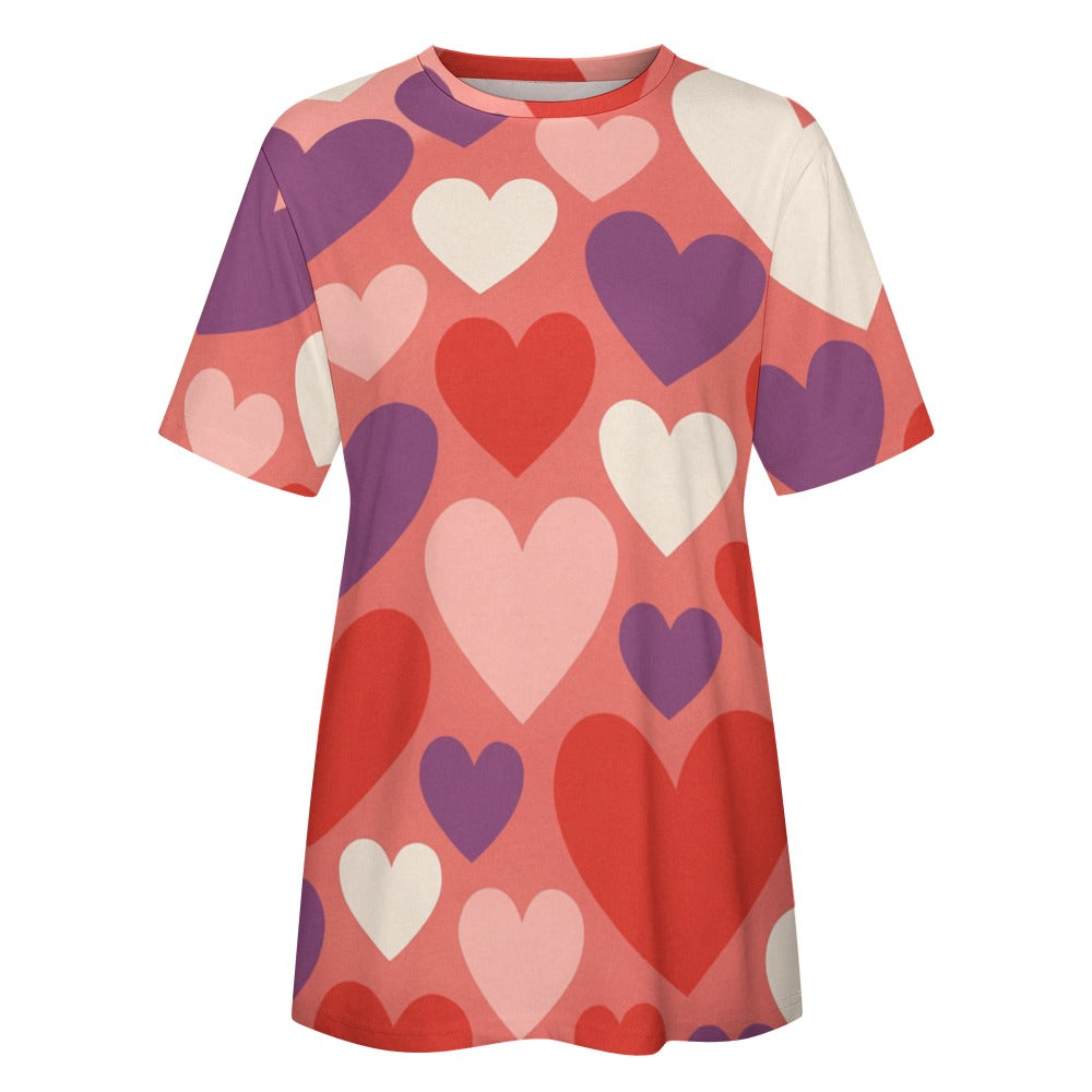 Valentine's Hearts Pattern Women's 100% Cotton T-Shirt