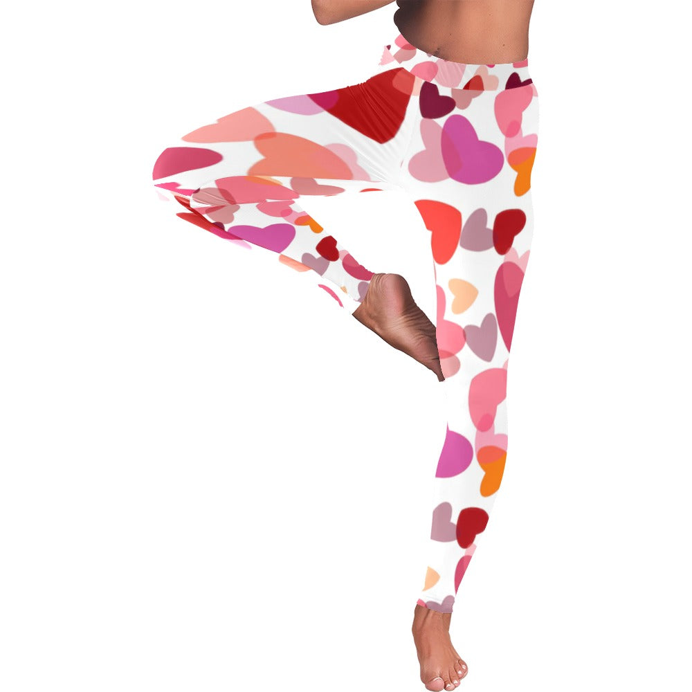 Multicolored Hearts Low Rise Leggings