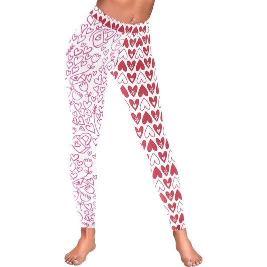 Valentine's Day Doodle Half and Half Women's All-Over Low Rise Leggings