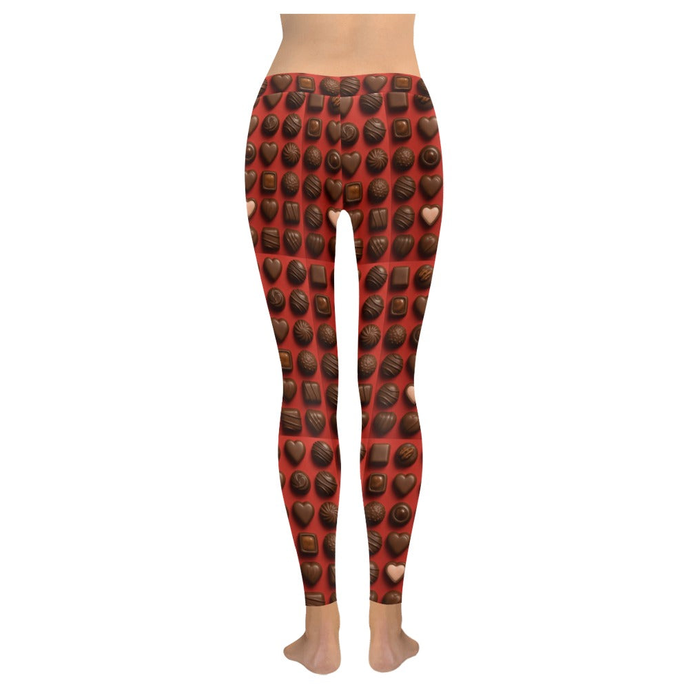 Chocolate Candy Valentine's Day Women's All-Over Low Rise Leggings