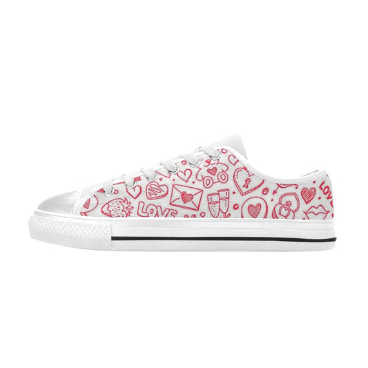 Valentine's Day Doodle Canvas Women's Shoes