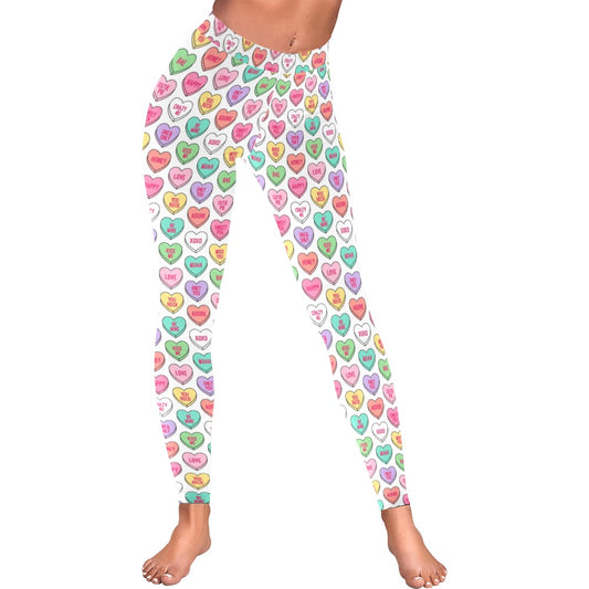Valentine's Day Candy Hearts Women's All-Over Low Rise Leggings