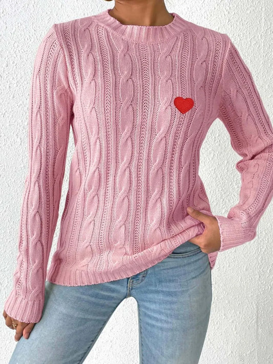 Heart Sticker Woven Sweater