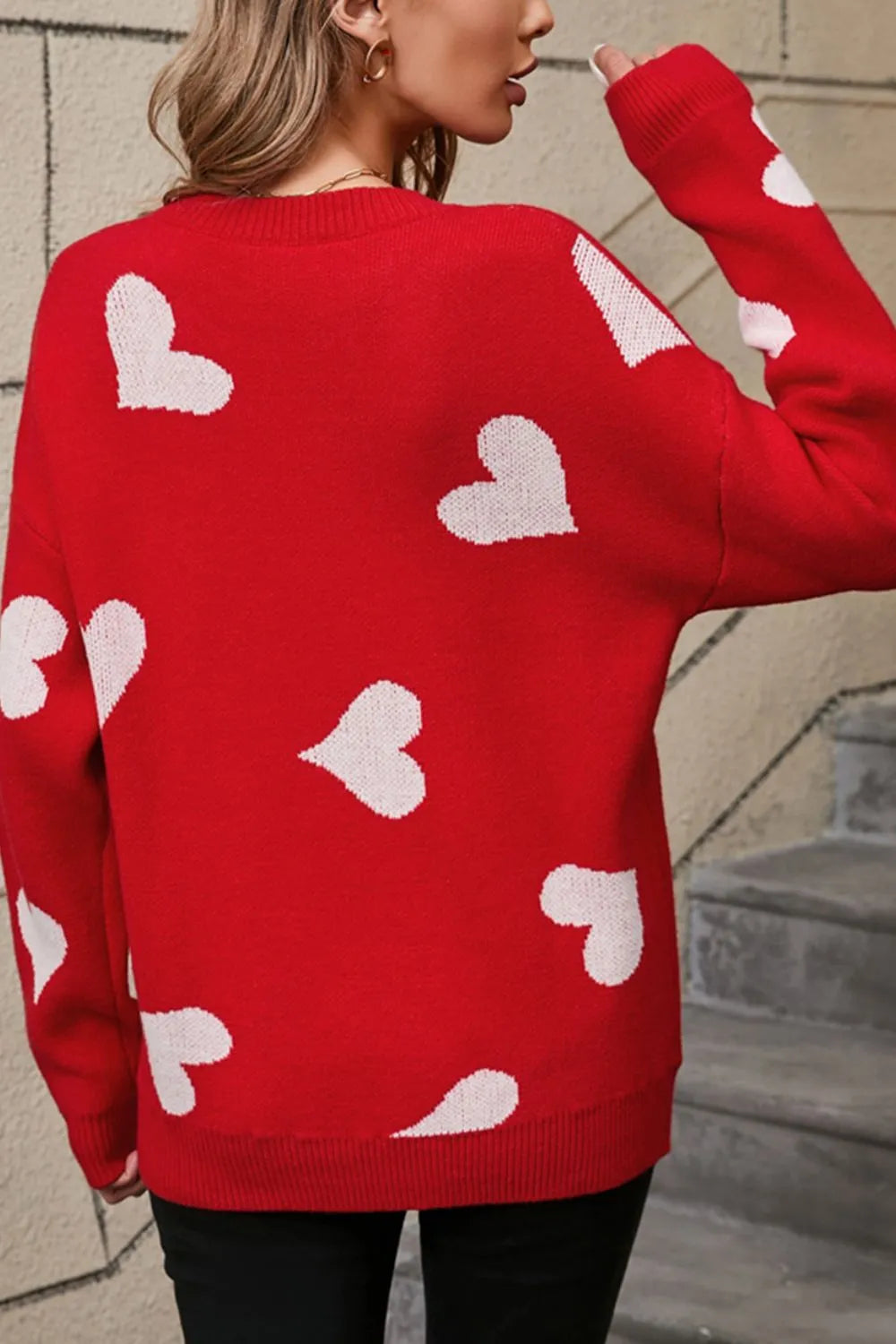Angel Wings Heart Round Neck Sweater