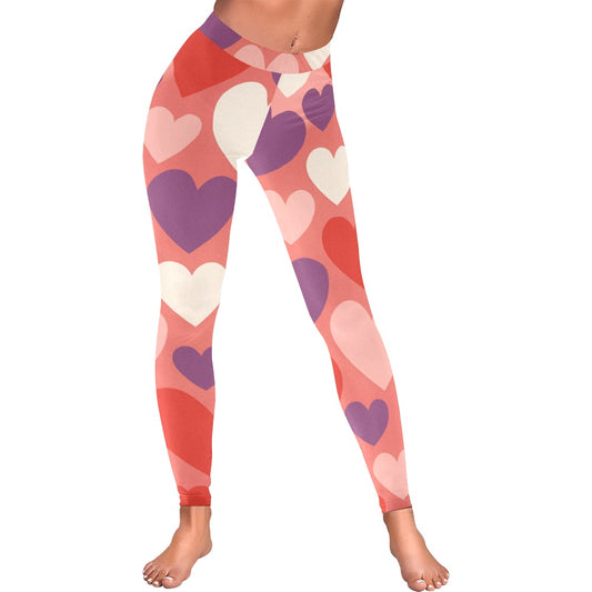 Big Hearts Valentine's Day Women's All-Over Low Rise Leggings