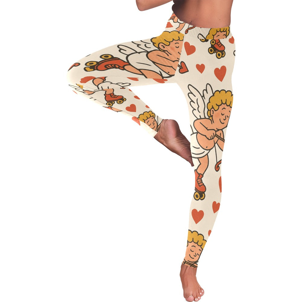 Cupid on Skates Women's All-Over Low Rise Leggings
