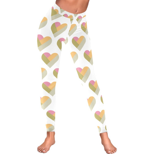 Geometric Hearts Valentine's Day Women's All-Over Low Rise Leggings (Model L05)