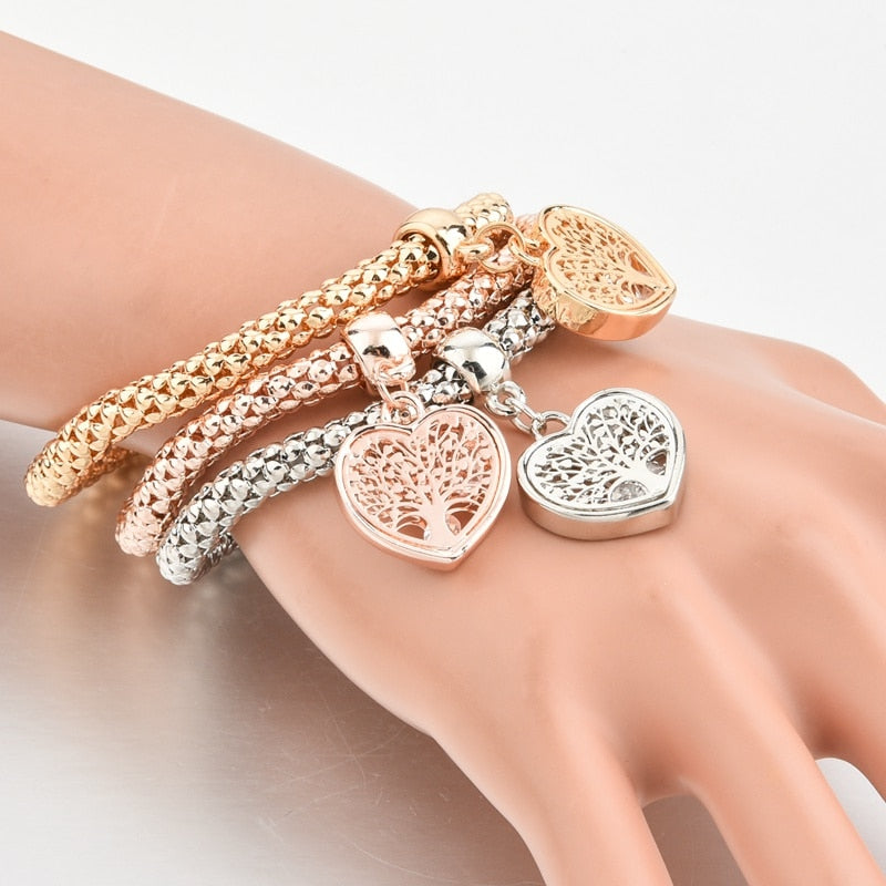 Dainty Jewelry Life Tree Heart Bracelet & Bangles Set
