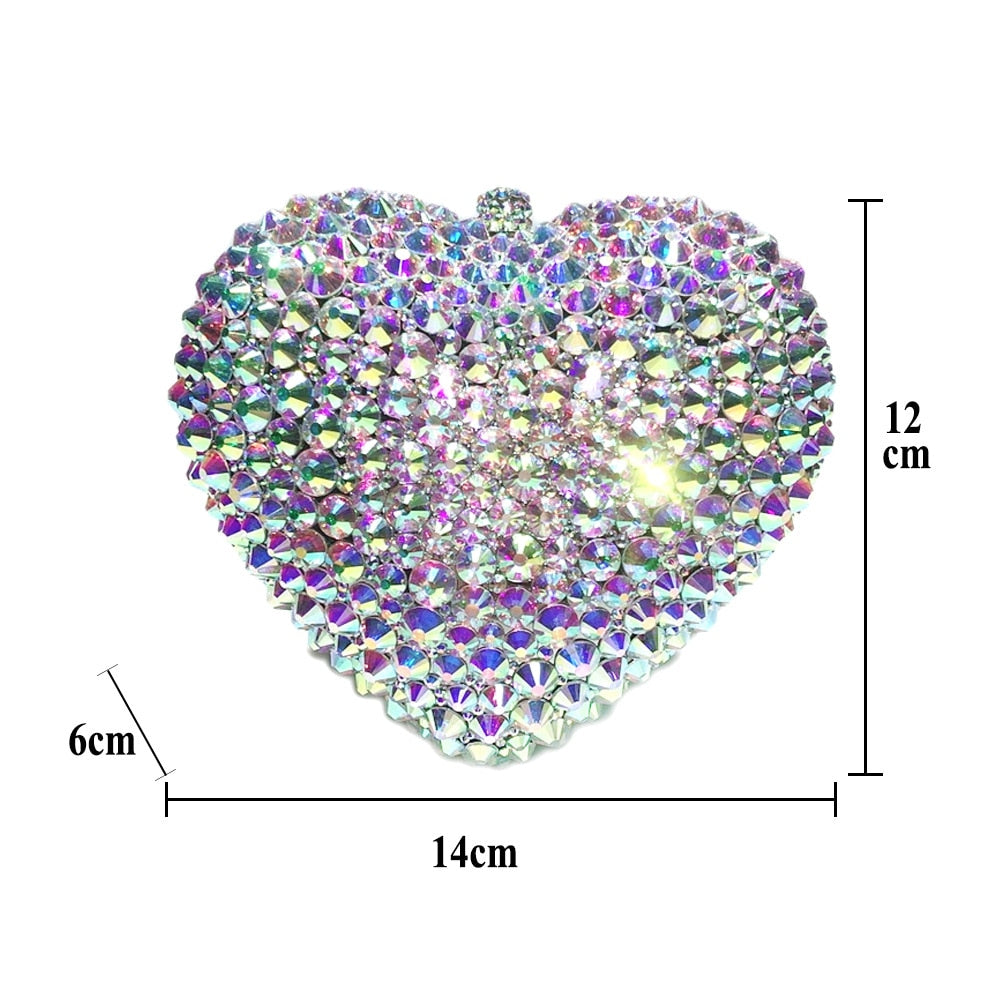Romantic Heart-Shaped Diamond Evening Bag