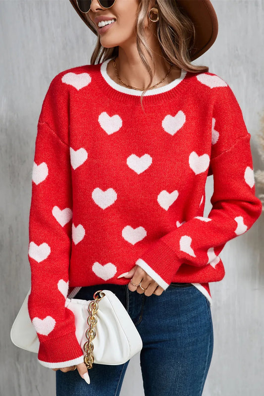 Angel Wings Contrast Trim Heart Sweater
