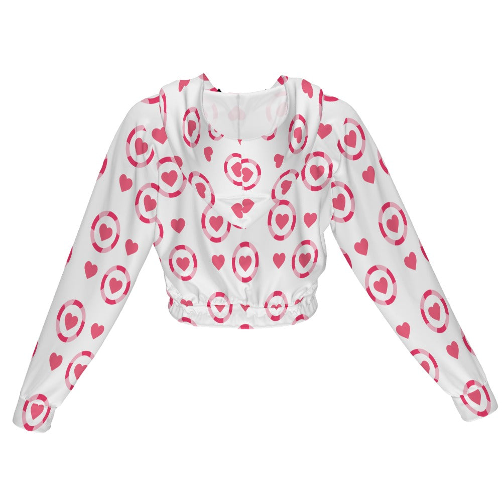 Hearts in Circles Valentine's Day Women's Chiffon Cropped Jacket