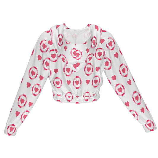 Hearts in Circles Valentine's Day Women's Chiffon Cropped Jacket