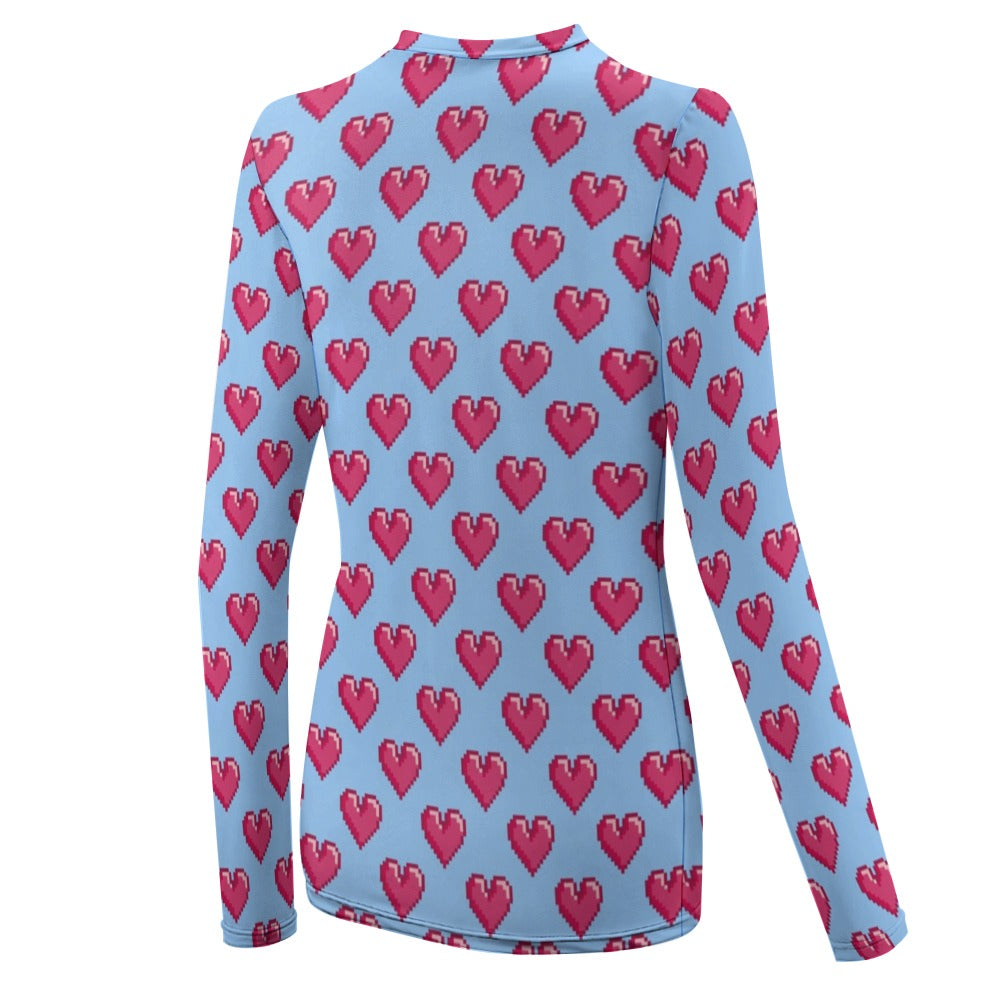 Pixelated Hearts Valentine's Day Women's Long Sleeve T-Shirt