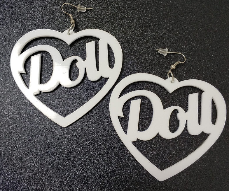 Acrylic Glitter Doll Heart Necklace and Earring Set