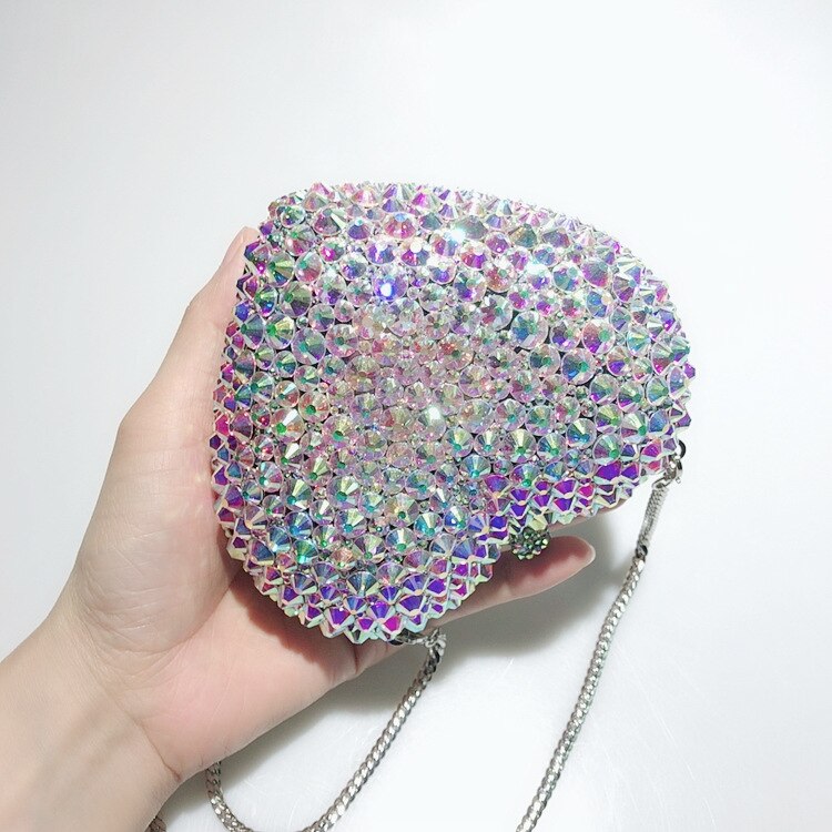 Romantic Heart-Shaped Diamond Evening Bag