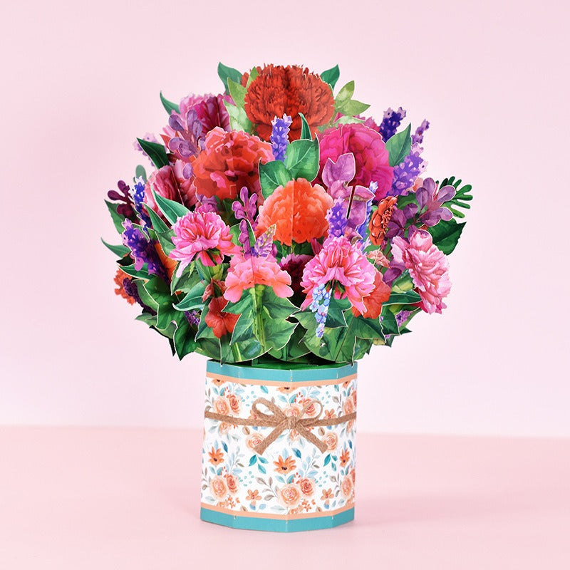 3D Mother's Day Greeting Card - Creative Bouquet Design