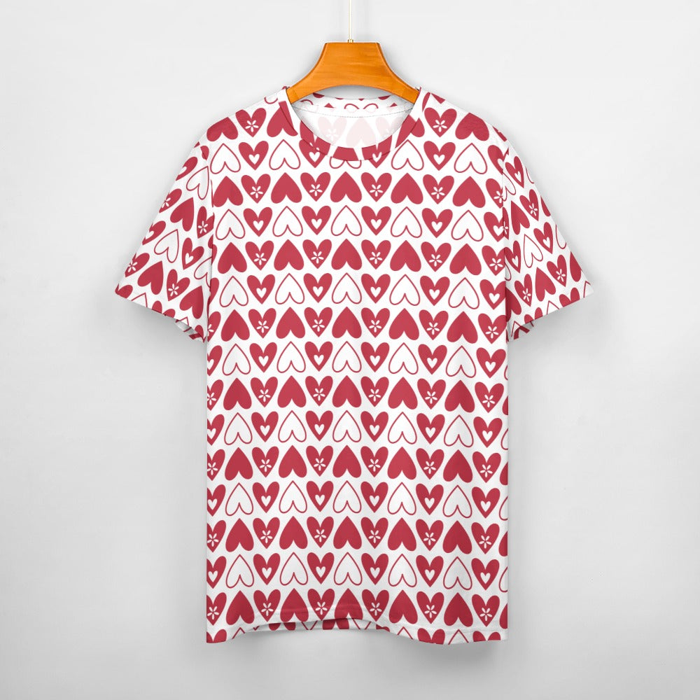 Valentine's Day Hearts Alternating Women's 100% Cotton T-Shirt