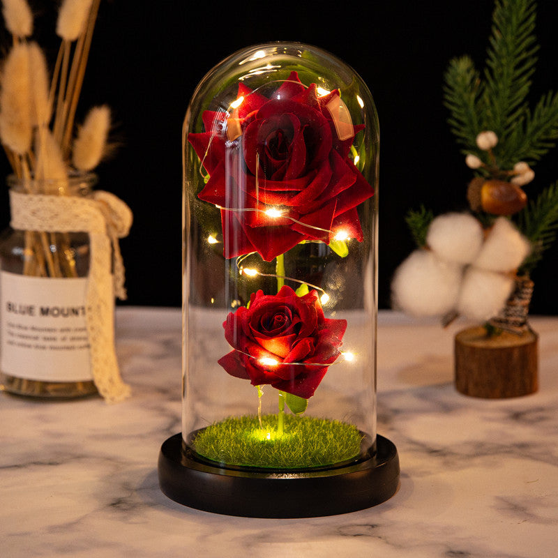 LED Light Rose Glass Cover Ornament