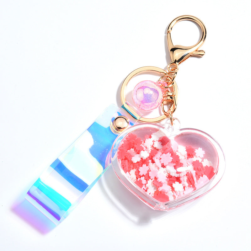 Oil Love Keychain - Cute Peach Heart Pendant