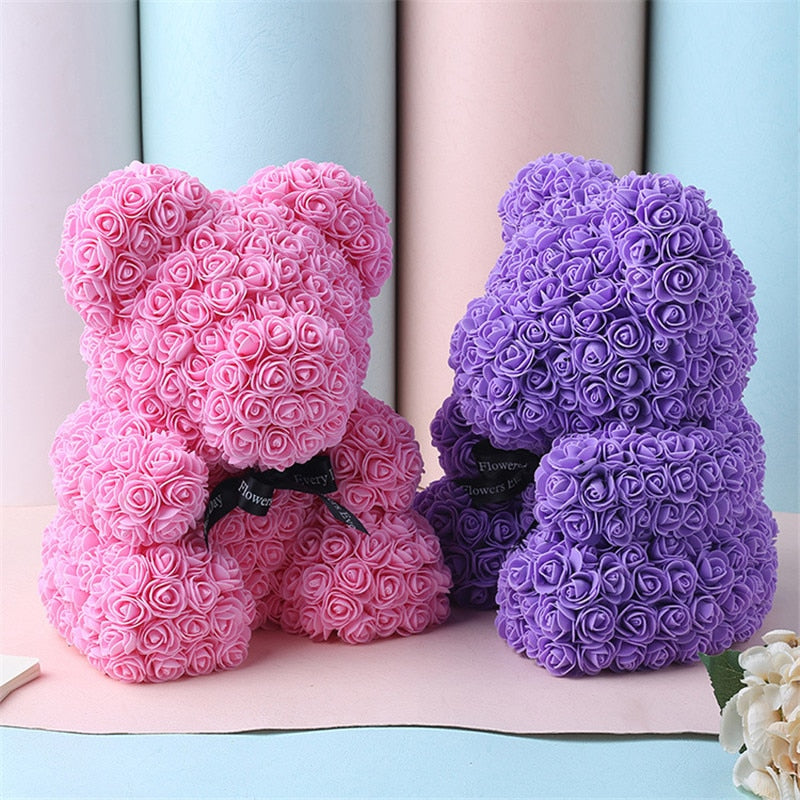 25cm Red Teddy Bear Rose Flower - Valentine's Day Gift