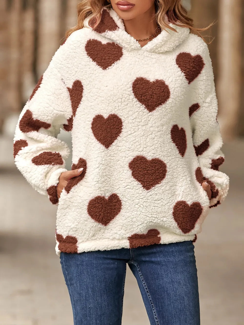 Heart Pocketed Dropped Shoulder Hoodie