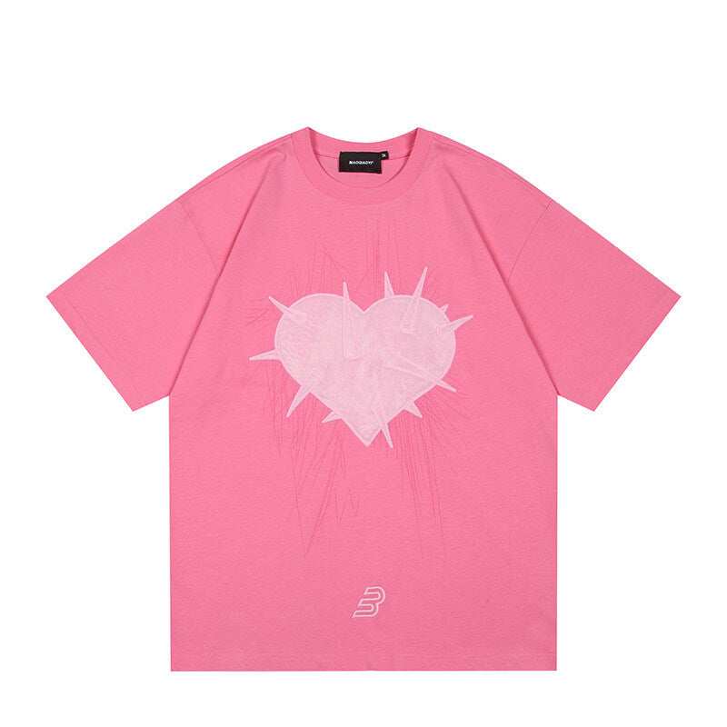 Water Washed Plush Heart T-Shirt for Him & Her