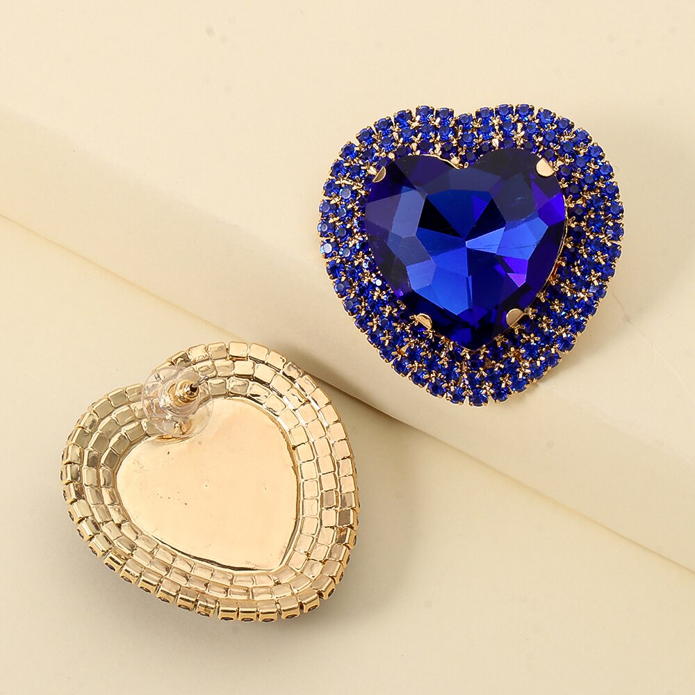 Baroque Heart-Shaped Multicolored Crystal Stud Earrings
